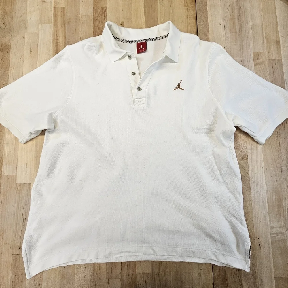 Rare Classic  Authentic Air Jordan Jump Man Whire Polo Shirt X-LARGE